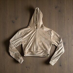 SKIMS Nude Beige Velour Long Sleeve Hoodie Size Medium